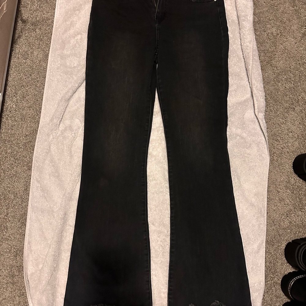Rewash High Rise Black Flare Jeans